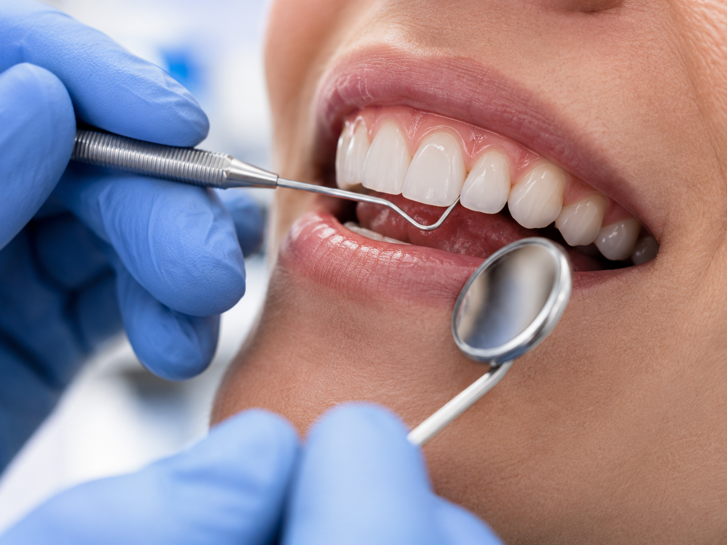 Controllo parodontale su gengive e denti